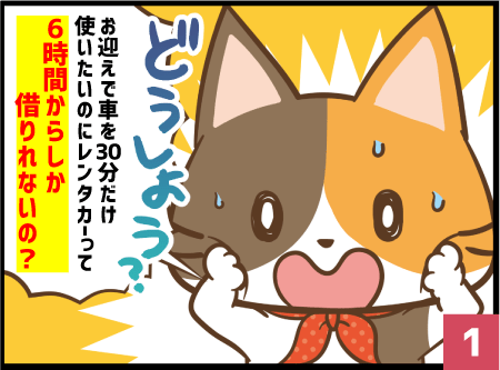 どうしよう!?お迎えで車を30分だけ使いたいのにレンタカーって6時間からしか借りれないの?